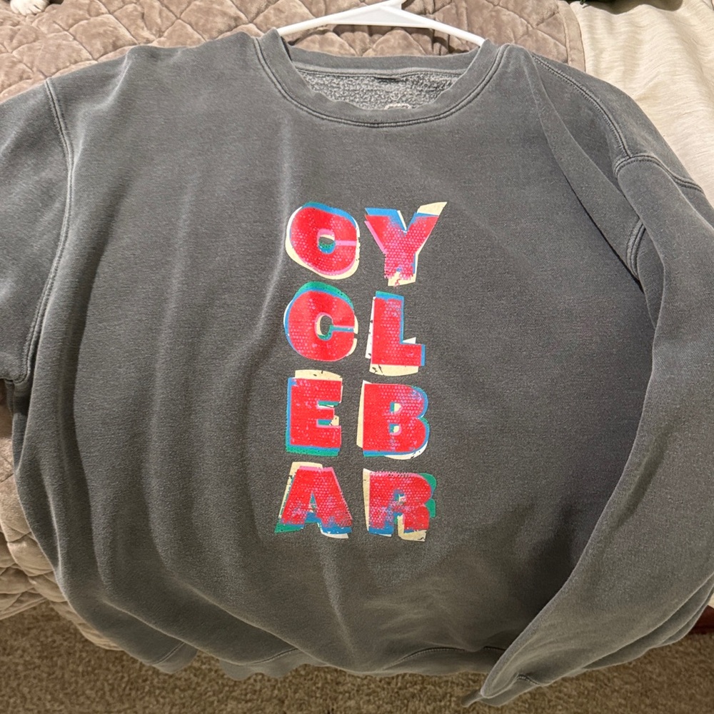 Cyclebar Gray Crewneck Sweater with Colorful Letters